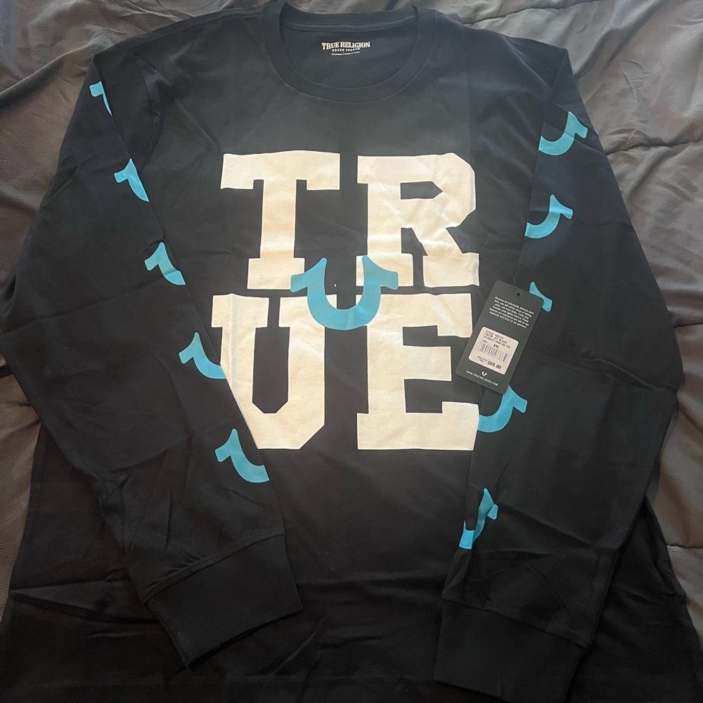 True Religion Brand Men’s Shirt Black Long Sleeve (NWT) in bag